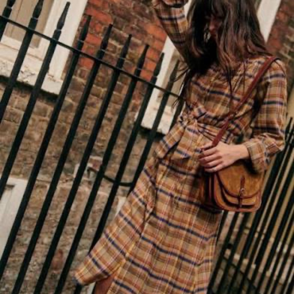 Sezane Alix Dress Folk Check Print - Size 6